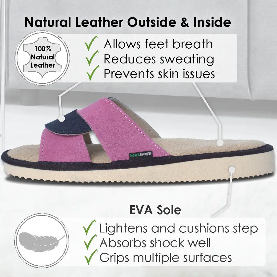 Women s open toed slippers 100 natural leather Foothugs