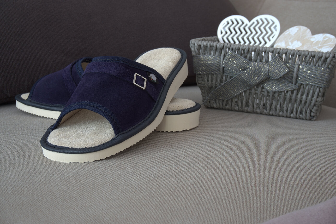 Womens navy hot sale blue slippers